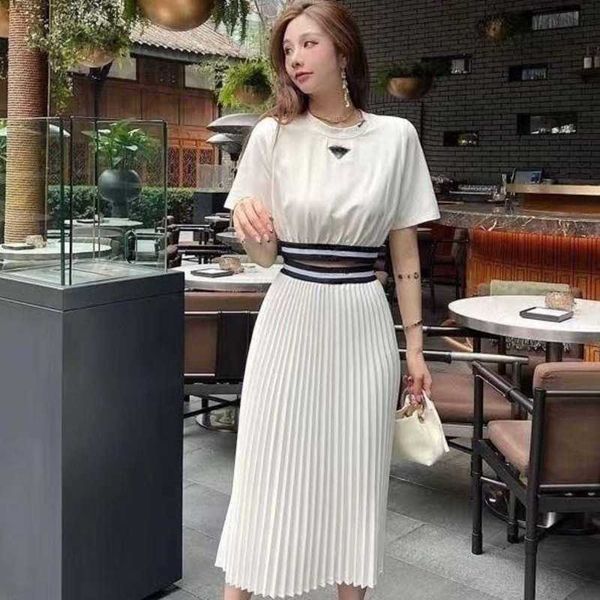 two piece dress designer womens clothing designer set skirt neckline letter printing triangle t shirt elastic pleated skirt suit summer wome, White
two piece dress designer womens clothing designer set skirt neckline letter printing triangle t shirt elastic pleated skirt suit summer wome, White