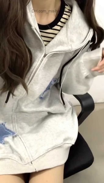 women's hoodies sweatshirts star zip up hoodie y2k fashion street hip hop flocked hoodie women's loose sweatshirt gothic korean z2, Black
women's hoodies sweatshirts star zip up hoodie y2k fashion street hip hop flocked hoodie women's loose sweatshirt gothic korean z2, Black