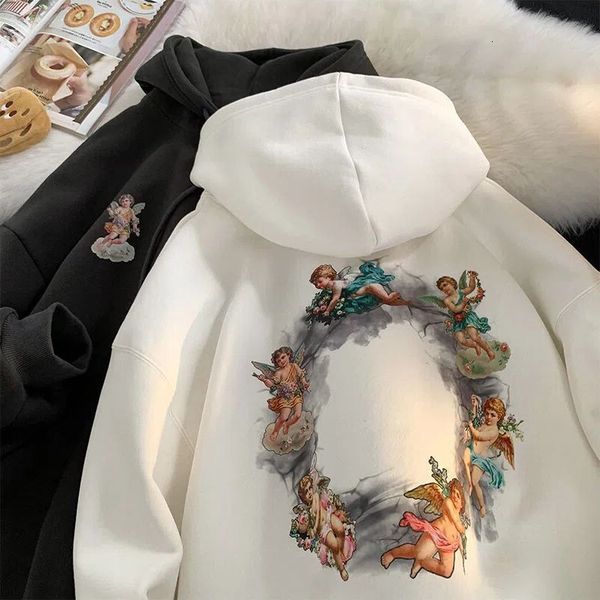 women's hoodies sweatshirts sweatshirts spring and summer street american angel hooded sweater couple loose ins casual men women 230706, Black
women's hoodies sweatshirts sweatshirts spring and summer street american angel hooded sweater couple loose ins casual men women 230706, Black