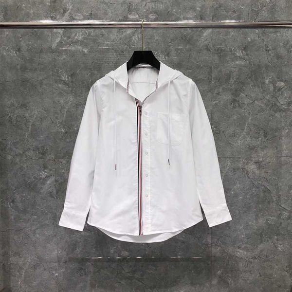 tb thom full zipper hooded shirt luxury brand classic stripes design blouses korean cotton solid loose casual t b men s shirts, White;black
tb thom full zipper hooded shirt luxury brand classic stripes design blouses korean cotton solid loose casual t b men s shirts, White;black