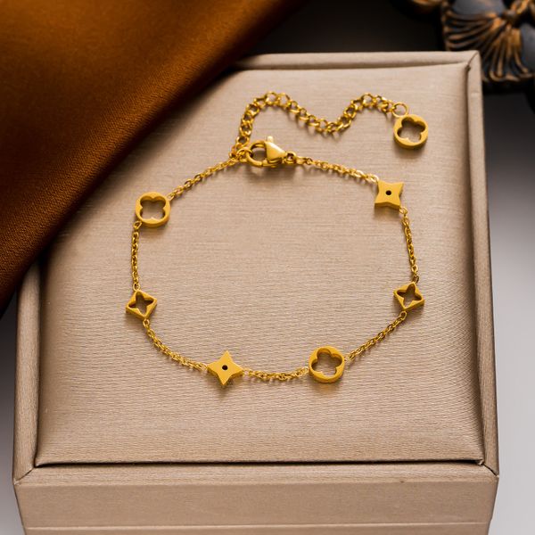 luxury brand fashion clover charm bracelet women wedding jewelry for gift, Golden;silver
