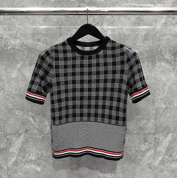 2022 fashion brand tb thom t-shirts women short sleeve casual clothing patchwork summer slim fit plaid o-neck cotton tees, White
2022 fashion brand tb thom t-shirts women short sleeve casual clothing patchwork summer slim fit plaid o-neck cotton tees, White
