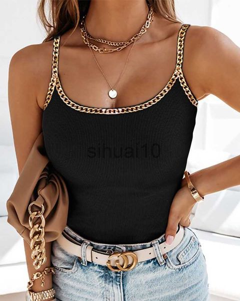 diy tanks camis chain decor u-neck ribbed cami sleeveless women spring summer camis tanks short j230706, Black
diy tanks camis chain decor u-neck ribbed cami sleeveless women spring summer camis tanks short j230706, Black