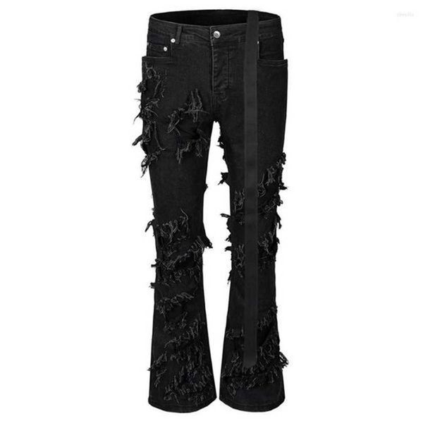 men's jeans fashion flared ripped distressed streetwear black denim pants long ribbons trend man 3c8s
men's jeans fashion flared ripped distressed streetwear black denim pants long ribbons trend man 3c8s