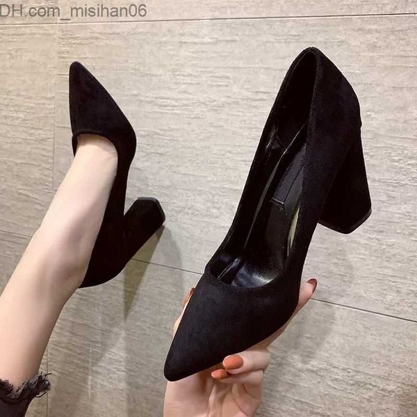 dress shoes women's high heels/single shoe full matching shoes women's autumn new black suede professional work shoes pointed thic
dress shoes women's high heels/single shoe full matching shoes women's autumn new black suede professional work shoes pointed thic