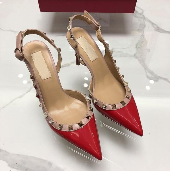 luxury fashion high heeled sandals ladies rivets pointed high heels designer leather stitching a word with wedding shoes fashion shoes, Black
luxury fashion high heeled sandals ladies rivets pointed high heels designer leather stitching a word with wedding shoes fashion shoes, Black