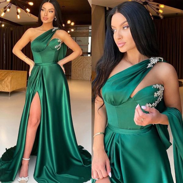green prom dresses beads sweetheart one shoulder evening gowns pleats slit formal long special occasion party dress, Black
green prom dresses beads sweetheart one shoulder evening gowns pleats slit formal long special occasion party dress, Black