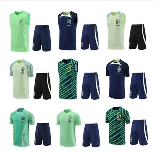 Image of 22/23 Brazil Sportswear Sportswear Men&#039;s Training Shirt Short Sleeve Colombia Soccer Jersey Set Uniform Chandal Adult Sports Short