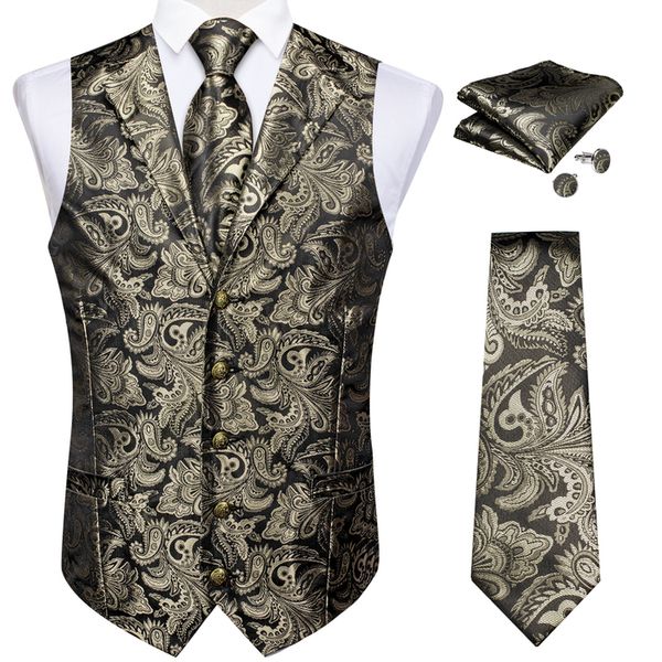 men's vests luxury gold paisley silk suit vest for men wedding dress up formal mens waistcoat neck tie pocket square cufflinks fashion, Black;white
men's vests luxury gold paisley silk suit vest for men wedding dress up formal mens waistcoat neck tie pocket square cufflinks fashion, Black;white
