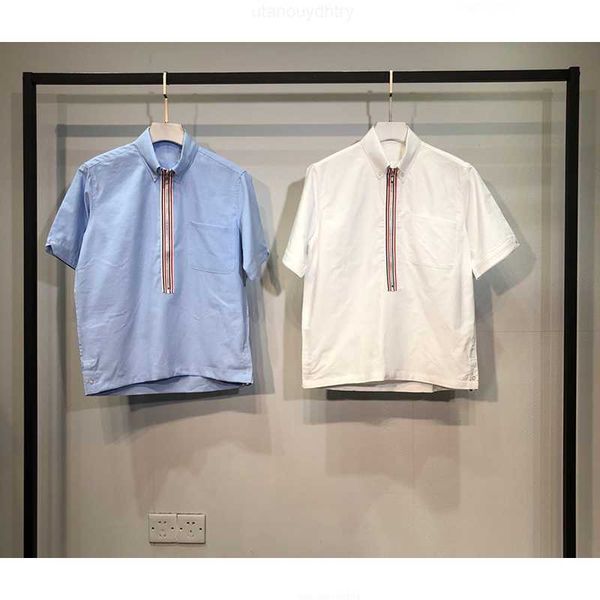 tb thom shirt for men luxury brand zipper design cotton causal shirts short sleeve summer harajuku all-match women blouses, White;black
tb thom shirt for men luxury brand zipper design cotton causal shirts short sleeve summer harajuku all-match women blouses, White;black