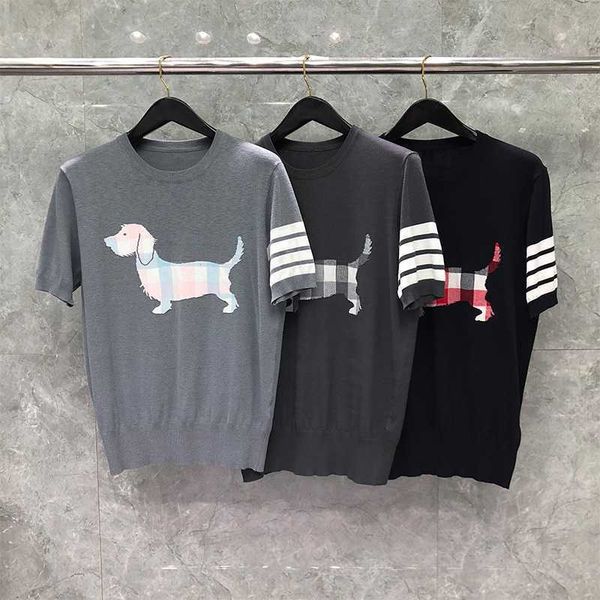 tb thom t-shirt summer fashion brand clothing puppy designs embroidery 4-bar stripe knitted short sleeve tb sweatshirt, White;black
tb thom t-shirt summer fashion brand clothing puppy designs embroidery 4-bar stripe knitted short sleeve tb sweatshirt, White;black