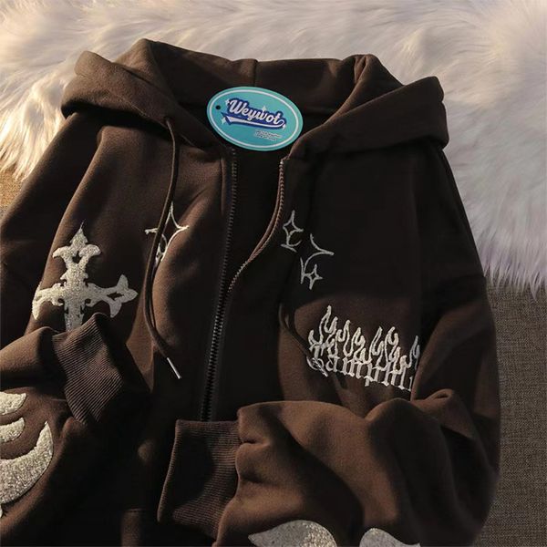 mens hoodies sweatshirts american street retro gothic embroidered cardigan hoodie female y2k plus velvet thick hoodie couple wild zipper hoo, Black
mens hoodies sweatshirts american street retro gothic embroidered cardigan hoodie female y2k plus velvet thick hoodie couple wild zipper hoo, Black