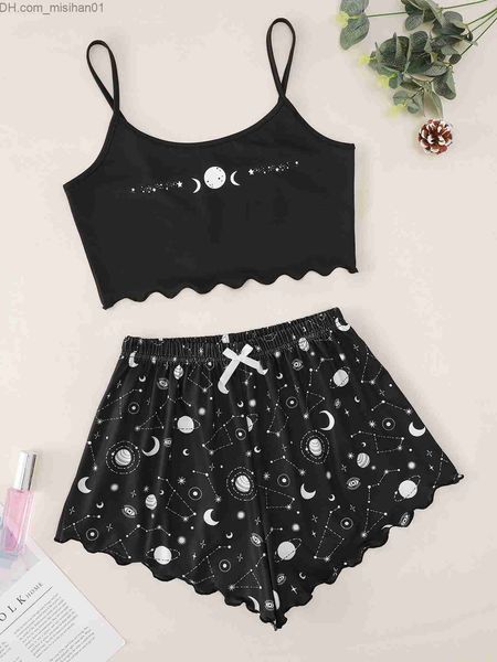 women's sleep lounge women's spring/summer pajama set soft elastic comfortable moon star print camisol with shorts home wearing pa
women's sleep lounge women's spring/summer pajama set soft elastic comfortable moon star print camisol with shorts home wearing pa