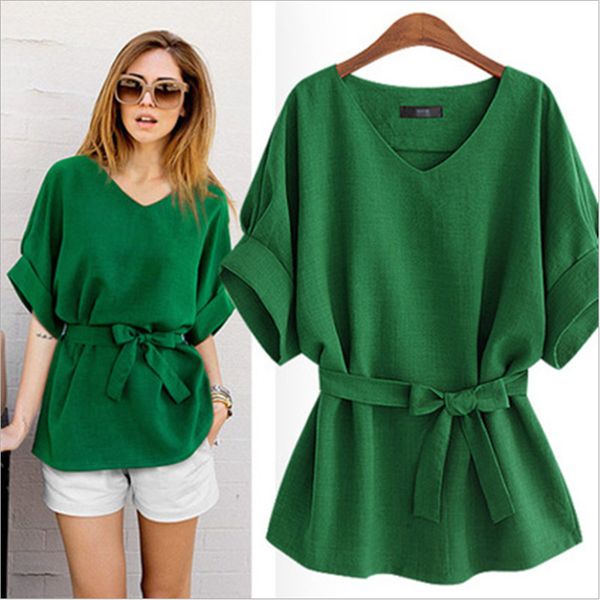 women's blouses shirts plus size casual blouses summer lady o-neck bat short sleeve office shirts elegant solid loose female bow bandag, White
women's blouses shirts plus size casual blouses summer lady o-neck bat short sleeve office shirts elegant solid loose female bow bandag, White