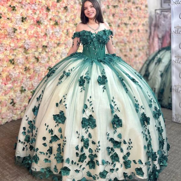 green off the shoulder quinceanera dresses tulle appliques 3dflower beading pageant lace up vestidos de 15 anos princess ball, Blue;red
green off the shoulder quinceanera dresses tulle appliques 3dflower beading pageant lace up vestidos de 15 anos princess ball, Blue;red