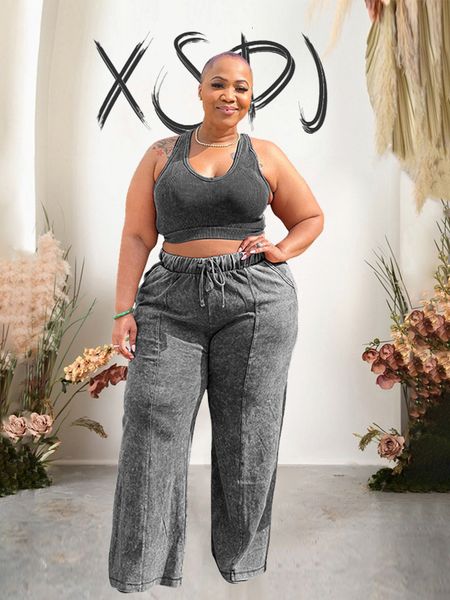 women's plus size pants knitted set tank and trousers casual matching summer tracking wholesale direct 230705, Black
women's plus size pants knitted set tank and trousers casual matching summer tracking wholesale direct 230705, Black