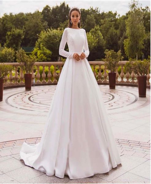 elegant satin wedding dresses long sleeve lace bride gown muslim wedding gown covered back vestido de novia 20213852326, White
elegant satin wedding dresses long sleeve lace bride gown muslim wedding gown covered back vestido de novia 20213852326, White