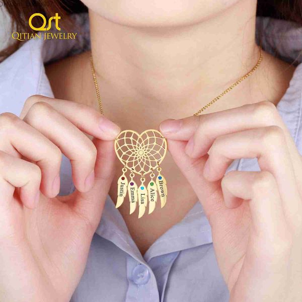 pendant necklaces bohemian customized dream catcher name necklace with birthstone personalized heart shape name chain indian national style, Silver
pendant necklaces bohemian customized dream catcher name necklace with birthstone personalized heart shape name chain indian national style, Silver