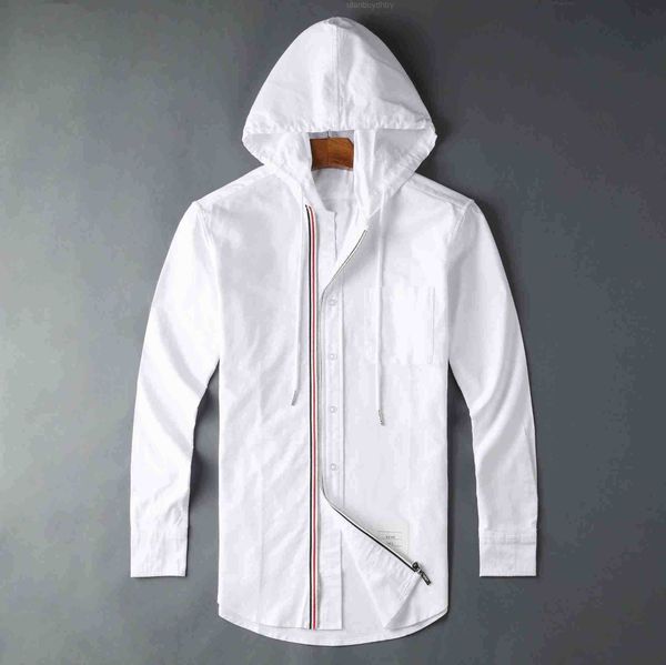 2023 fashion tb thom brand shirts men slim white long sleeve casual hooded shirt oxford striped fabric solid men's clothing, White;black
2023 fashion tb thom brand shirts men slim white long sleeve casual hooded shirt oxford striped fabric solid men's clothing, White;black