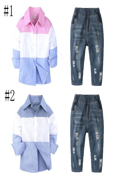 childrens wear cotton twopiece suit shirt shredded jeans long sleeve trousers stripe splicing western lapel single breasted 504613719, White
childrens wear cotton twopiece suit shirt shredded jeans long sleeve trousers stripe splicing western lapel single breasted 504613719, White