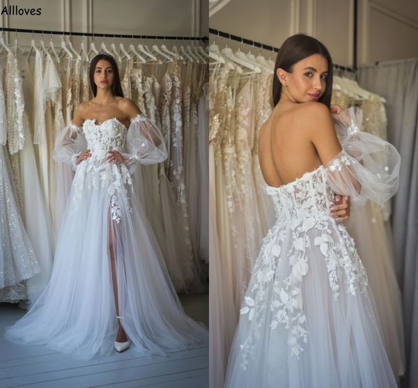 romantic puffy long sleeves tulle a line wedding dresses aso ebi floral lace appliqued sweetheart bridal gowns high split backless vestidos, White
romantic puffy long sleeves tulle a line wedding dresses aso ebi floral lace appliqued sweetheart bridal gowns high split backless vestidos, White