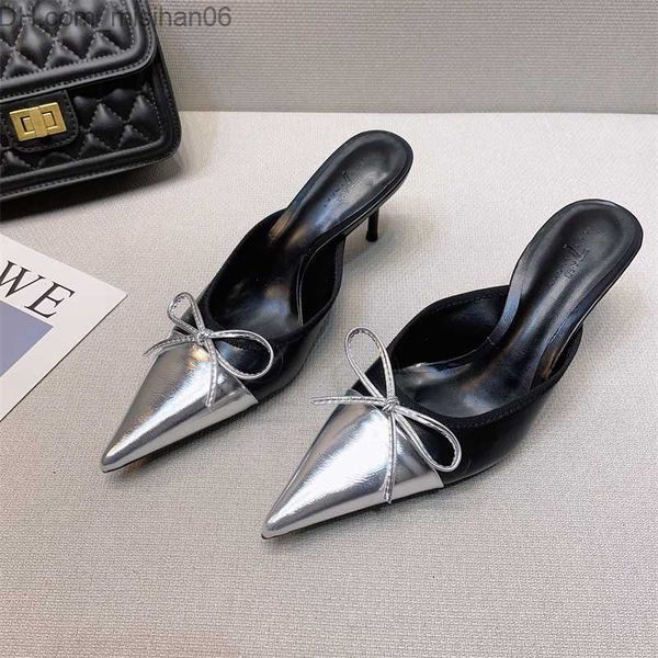 dress shoes 2023 summer new women's half slide wearing silver dotted thin toe sandals elegant women's evening dress shoes z230710, Black
dress shoes 2023 summer new women's half slide wearing silver dotted thin toe sandals elegant women's evening dress shoes z230710, Black