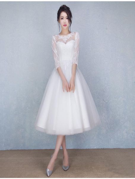 vestido de festa beach midi wedding dresses with 34 long sleeves 2020 tea length bride dress7740054, White
vestido de festa beach midi wedding dresses with 34 long sleeves 2020 tea length bride dress7740054, White