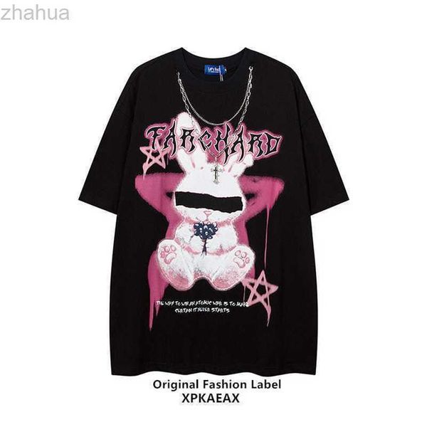 stussys original trendy rabbit print vintage hip hop loose t-shirt for men and women's versatile short sleeve ins, White;black
stussys original trendy rabbit print vintage hip hop loose t-shirt for men and women's versatile short sleeve ins, White;black