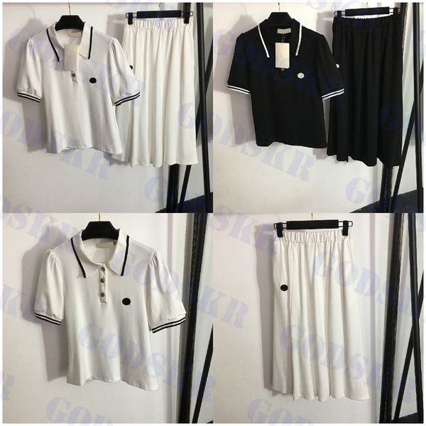 designer dress set womens polo shirt embroidered logo short sleeve high waist skirt two colors, White
designer dress set womens polo shirt embroidered logo short sleeve high waist skirt two colors, White