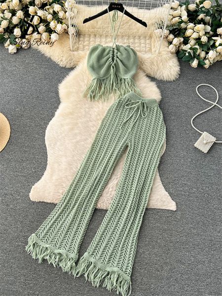 women's two piece pants singreiny summer knitted beach pieces sets women halter backless camis wide legs long tassel hollow out bohe su, White
women's two piece pants singreiny summer knitted beach pieces sets women halter backless camis wide legs long tassel hollow out bohe su, White