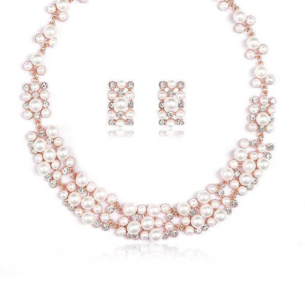 new fashion pearl necklace earring set women's jewelry alloy electroplating 230628, Silver
new fashion pearl necklace earring set women's jewelry alloy electroplating 230628, Silver