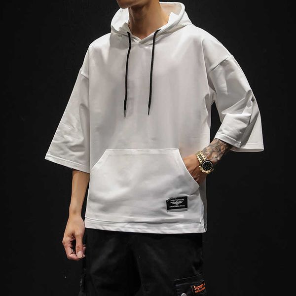 summer new men's 3/4 sleeve hooded loose t-shirt large fashion thin hoodie, White;black
summer new men's 3/4 sleeve hooded loose t-shirt large fashion thin hoodie, White;black