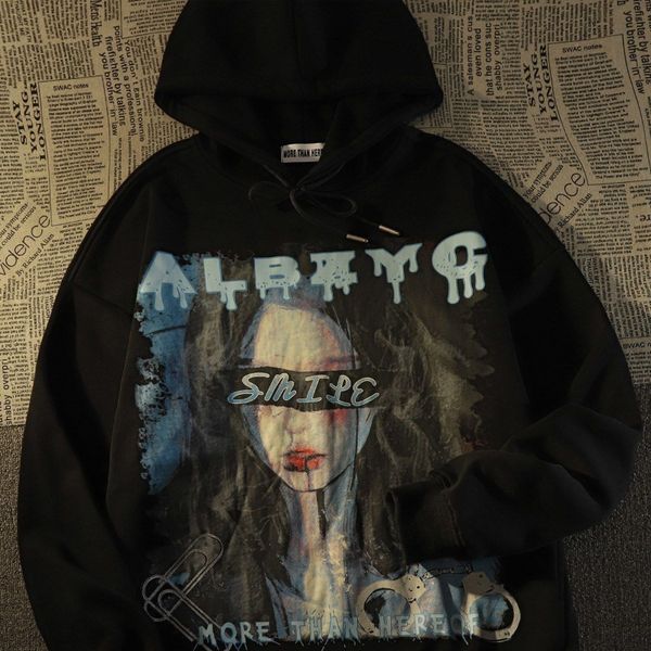 women's hoodies sweatshirts sweatshirts high street gothic portrait printed women loose fashion trend europeanamerican casual 230706, Black
women's hoodies sweatshirts sweatshirts high street gothic portrait printed women loose fashion trend europeanamerican casual 230706, Black