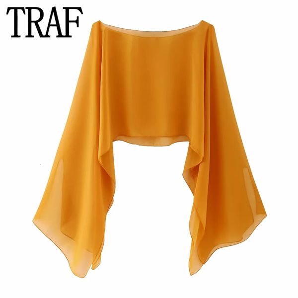 women's blouses shirts traf cape see through woman tulle crop women semi transparent chiffon blouse female asymmetric long sleeve summ, White
women's blouses shirts traf cape see through woman tulle crop women semi transparent chiffon blouse female asymmetric long sleeve summ, White