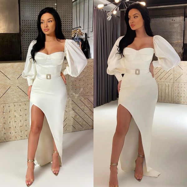 elegant white prom dresses sweetheart long puffy sleeves evening gowns pleats slit sheath formal long special occasion party dress, Black
elegant white prom dresses sweetheart long puffy sleeves evening gowns pleats slit sheath formal long special occasion party dress, Black