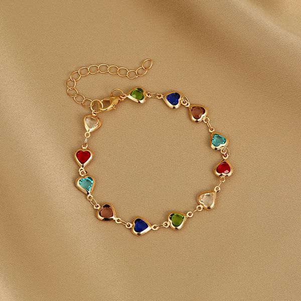 chain exquisite colorful heart bracelet for women charm korean crystal zircon metal chain bracelets bangle party birthday jewelry gift 23070, Black
chain exquisite colorful heart bracelet for women charm korean crystal zircon metal chain bracelets bangle party birthday jewelry gift 23070, Black