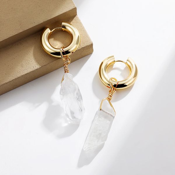 stud clear quartz crystal drop earrings irregular natural stone pendant stainless steel circle earrings for women fashion jewelry 230706, Golden;silver
stud clear quartz crystal drop earrings irregular natural stone pendant stainless steel circle earrings for women fashion jewelry 230706, Golden;silver