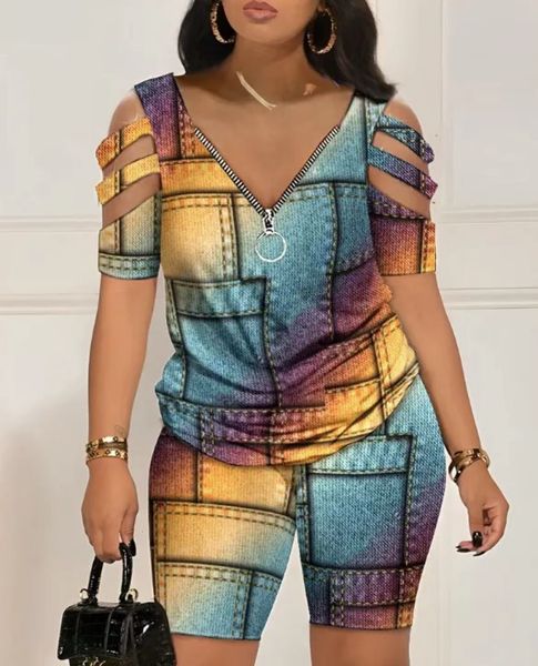 women's two piece pants summer printing two piece set women casual v-neck hollow short sleeve zipper tshirt shorts sporty style 2 piece, White
women's two piece pants summer printing two piece set women casual v-neck hollow short sleeve zipper tshirt shorts sporty style 2 piece, White