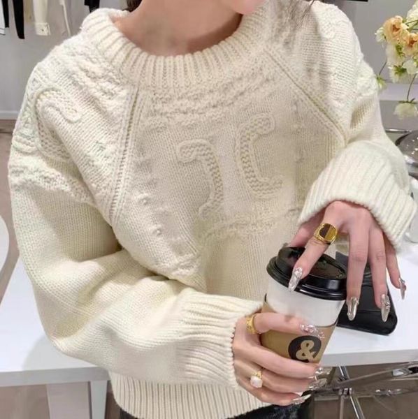 autumn-winter designer women sweater luxury knit loose jacquard outerwear atmospheric casual fashion, White;black
autumn-winter designer women sweater luxury knit loose jacquard outerwear atmospheric casual fashion, White;black