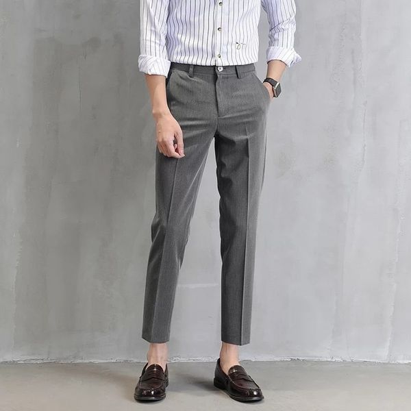 men's pants spring summer cropped trousers slim fitting korean fashion youth nine treetwear men business suit pant 230705, Black
men's pants spring summer cropped trousers slim fitting korean fashion youth nine treetwear men business suit pant 230705, Black