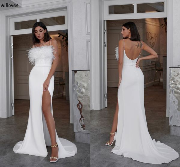 furs modern white satin mermaid wedding dresses spaghetti straps thigh split backless robes de mariee sweep train open back bride simple bri
furs modern white satin mermaid wedding dresses spaghetti straps thigh split backless robes de mariee sweep train open back bride simple bri