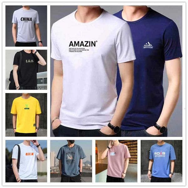 2023 summer new korean large cotton men's short sleeve t-shirt loose half top, White;black
2023 summer new korean large cotton men's short sleeve t-shirt loose half top, White;black