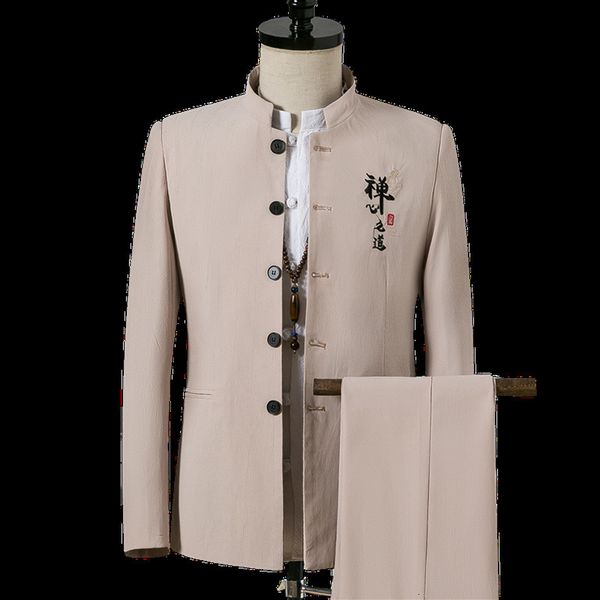 men's suits blazers traditional chinese style men stand collar suit coat long sleeve jacket pants 2 pcs office wear trousers 230705, White;black
men's suits blazers traditional chinese style men stand collar suit coat long sleeve jacket pants 2 pcs office wear trousers 230705, White;black
