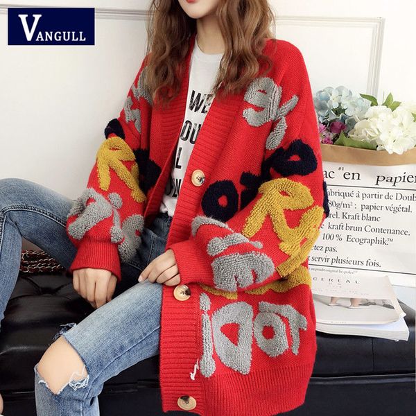 women's knits tees vangull women letter print knitted sweater spring autumn korean long sleeve single breasted thick fashion loose card, White
women's knits tees vangull women letter print knitted sweater spring autumn korean long sleeve single breasted thick fashion loose card, White