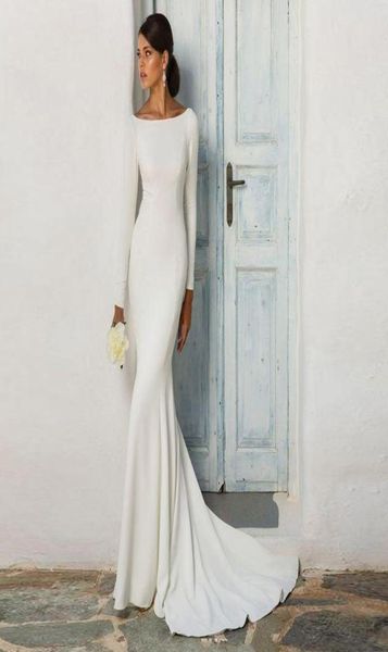 2020 modest mermaid wedding dresses with long sleeves boat neck covered back women bridal gowns elastric satin long wedding dress6037461, White
2020 modest mermaid wedding dresses with long sleeves boat neck covered back women bridal gowns elastric satin long wedding dress6037461, White