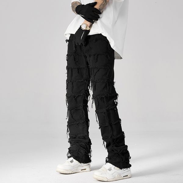 men's jeans streetwear red white balck jeans men slim straight ripped hole patchwork pleats hip hop punk rock jeans pants y2k denim tro, Blue
men's jeans streetwear red white balck jeans men slim straight ripped hole patchwork pleats hip hop punk rock jeans pants y2k denim tro, Blue