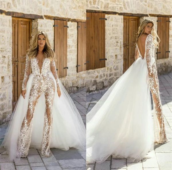 gorgeous wedding jumpsuits with detachable train deep v neck lace appliqued long sleeves wedding dress customize backless bridal gowns we-65, White
gorgeous wedding jumpsuits with detachable train deep v neck lace appliqued long sleeves wedding dress customize backless bridal gowns we-65, White