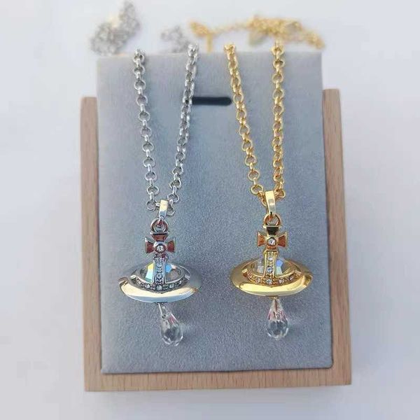 empress dowager austria's three-dimensional crystal chain necklace women's temperament saturn water drop large pendant, Silver
empress dowager austria's three-dimensional crystal chain necklace women's temperament saturn water drop large pendant, Silver
