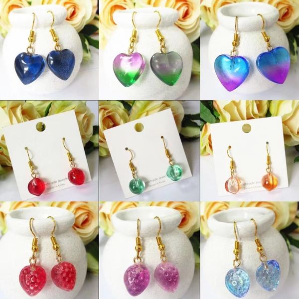 korean new diy peach strawberry glass earrings pendant cute sweet style earrings mixed color gradient heart shape, Golden;silver
korean new diy peach strawberry glass earrings pendant cute sweet style earrings mixed color gradient heart shape, Golden;silver