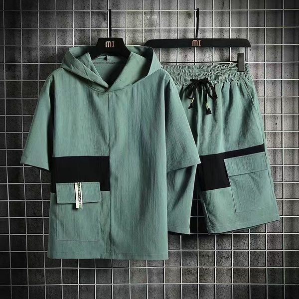 mens tracksuits summer men patchwork two pieces set hooded tshirt and shorts fashion sports casual streetwear male tracksuit m4xl 230706, Gray
mens tracksuits summer men patchwork two pieces set hooded tshirt and shorts fashion sports casual streetwear male tracksuit m4xl 230706, Gray